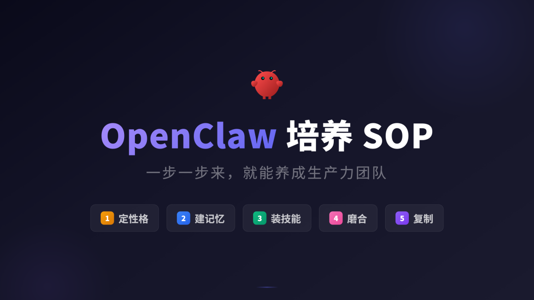 OpenClaw培养SOP，一步一步来，就能养成生产力团队