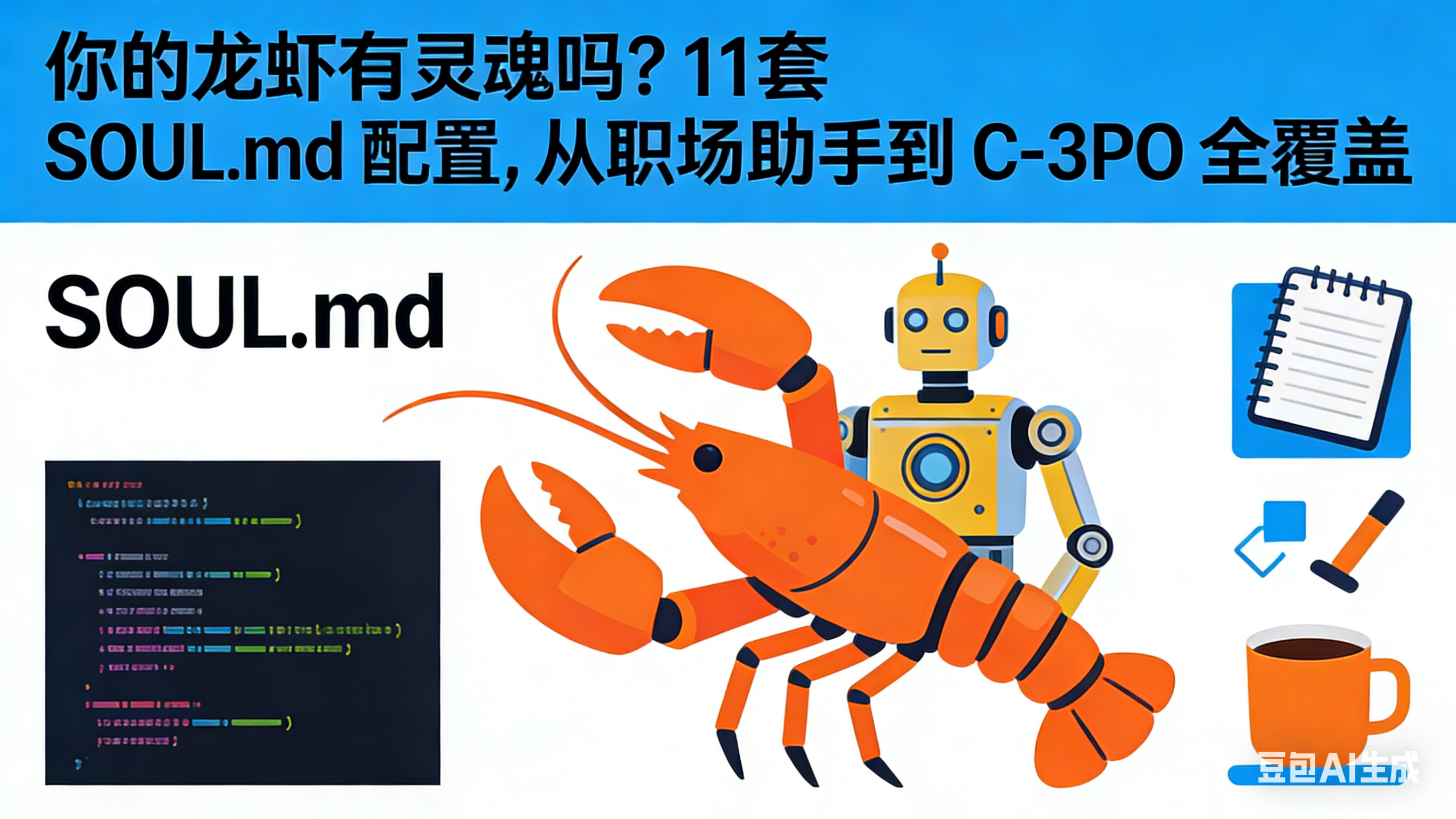你的龙虾有灵魂吗？11套 SOUL.md 配置，从职场助手到 C-3PO 全覆盖
