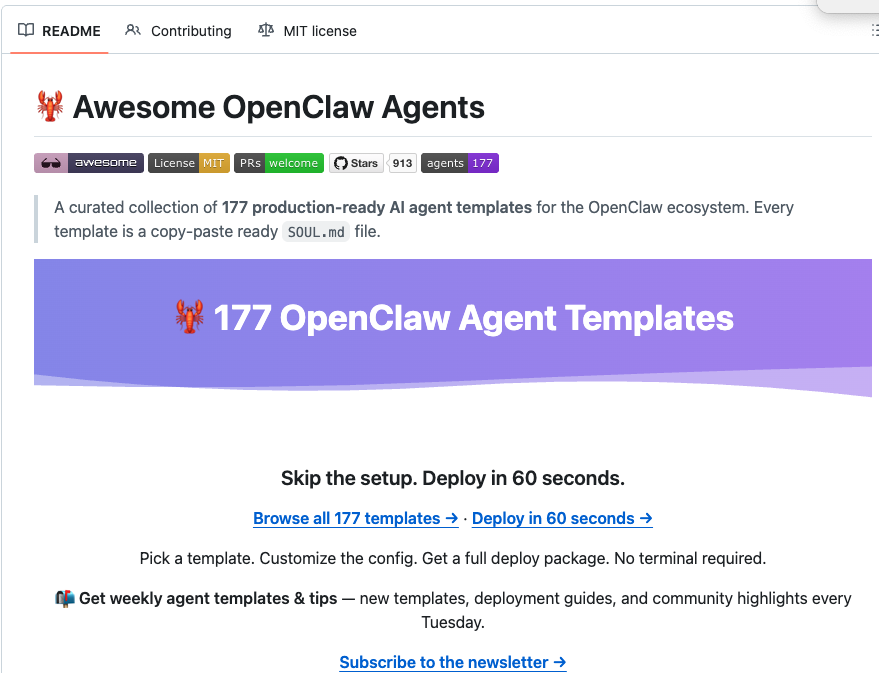 GitHub 爆火一个 OpenClaw Agent 清单：177 个现成模板，复制 SOUL.md 就能开跑
